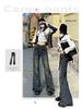Cement Grey Retro Wide-Leg Micro Flare High-Waist Jeans for Women - Trendy Slimming Loose Fit, Spring/Autumn