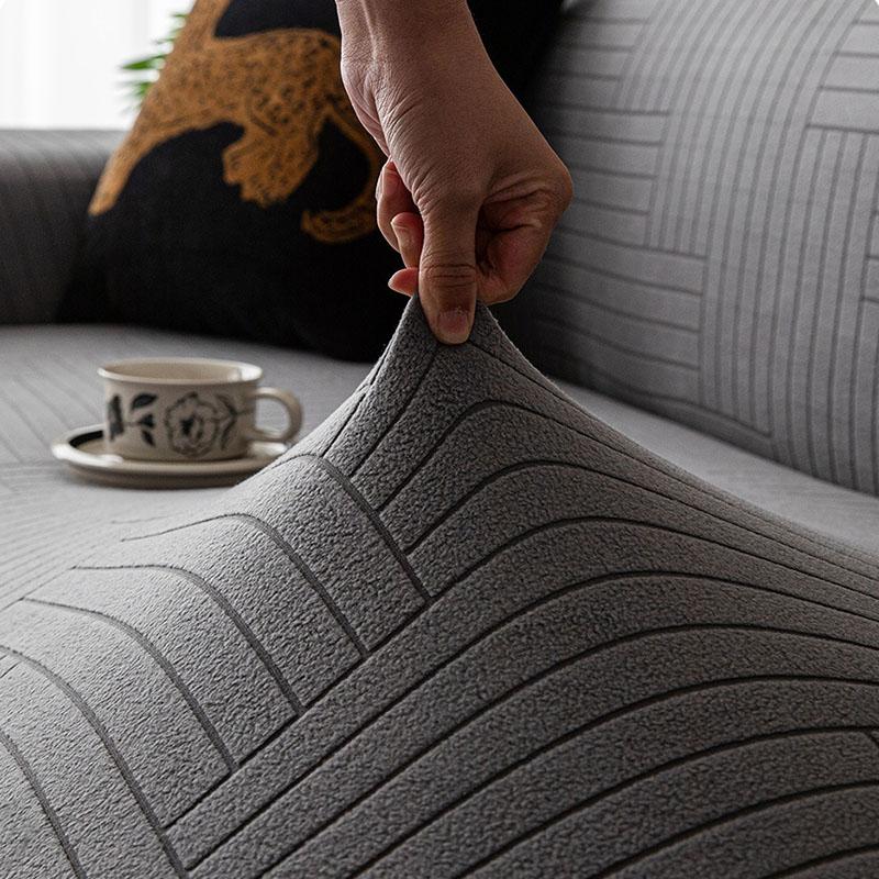 Simple Solid Polar Fleece Sofa Cover High Elastic Soft Couch Slipcover for Four Seasons Easy-Care All-Cover Armchair Protector