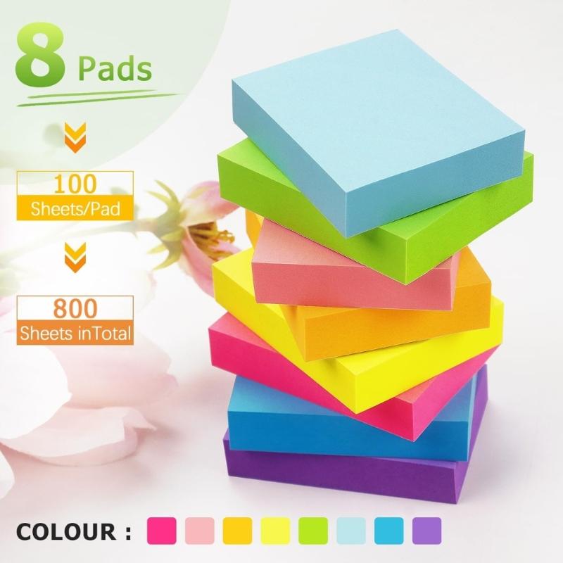 8 Pcs Aesthetic Note Pad Simple Memo Pad Easy To Write Multifunctional Notepads Colorful Sticking Notes