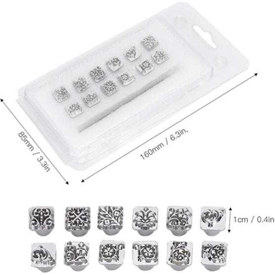12PCS Leather Stamping Tools, 12 Patterns Zinc Alloy Leather Craft Stamps Punch Set Tool, Flower Design Leather Stamper for Leather Craft DIY Jewelry
