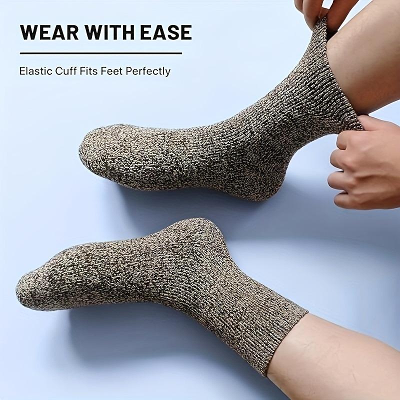 Men's Thick Warm Towel Socks 3 Pairs of Casual Solid Color Mid-calf Socks Winter Men's Socks