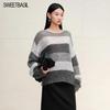 Sweet Basil Women's Striped Long Sleeve Knitted Sweater