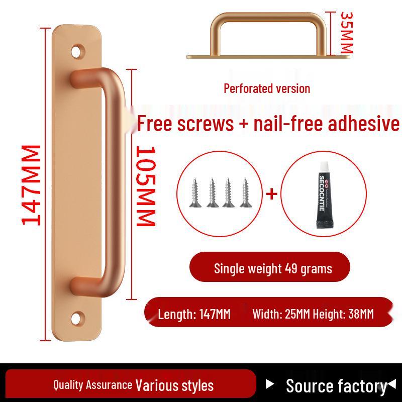 Aluminiumlegering Deurklink zonder Boren voor Glazen, Stalen, Kunststof Balkon-, Schuif- en Kastdeuren