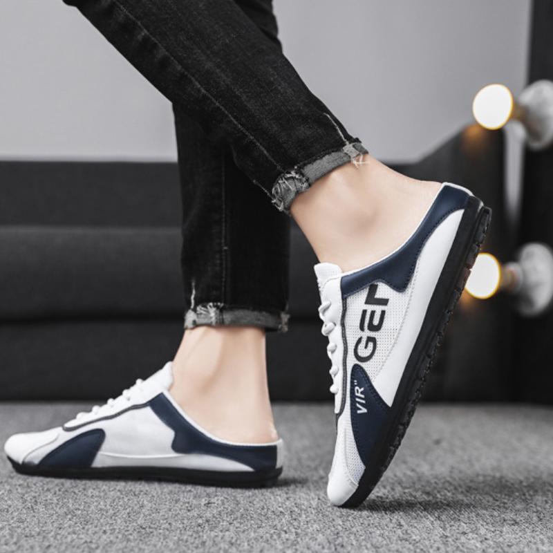 Fashion Men's Shoes Half Slippers Mesh Breathable Casual Sneakers for Men Cloth Shoes for Man Male Comfort Flat Footwear tenis masculino