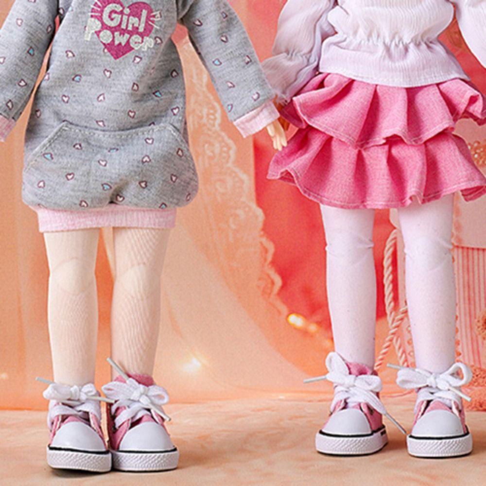 1 Pair DIY Doll Canvas Shoes 5.5cm Length Doll Sneakers 1/6 Scale Mini Sneakers  BJD Doll Shoes