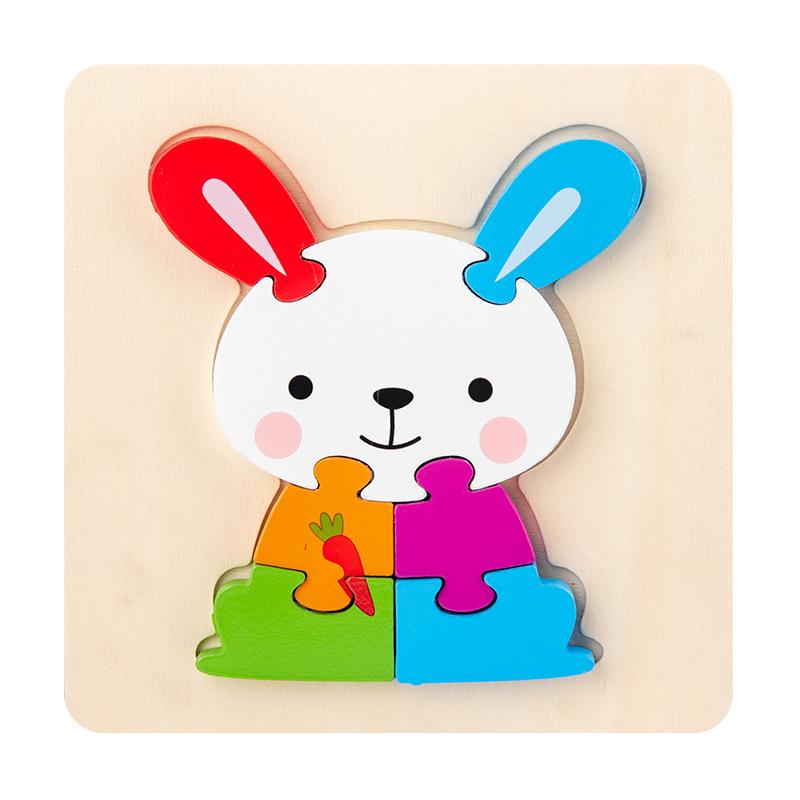 Can Be Used As Children'S Wooden 3D Cartoon Animal Traffic Three-Dimensional Puzzle Baby Montessori Educational Early Education Toy