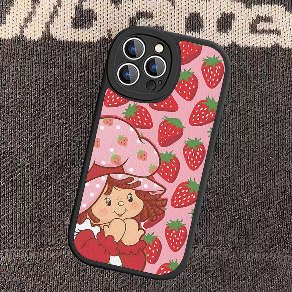 

Girl Pink Strawberry S-Shortcake Phone Case For IPhone 11 12 13 14 15 16 Pro Max Plus Leather Cover iPhone 16pro max