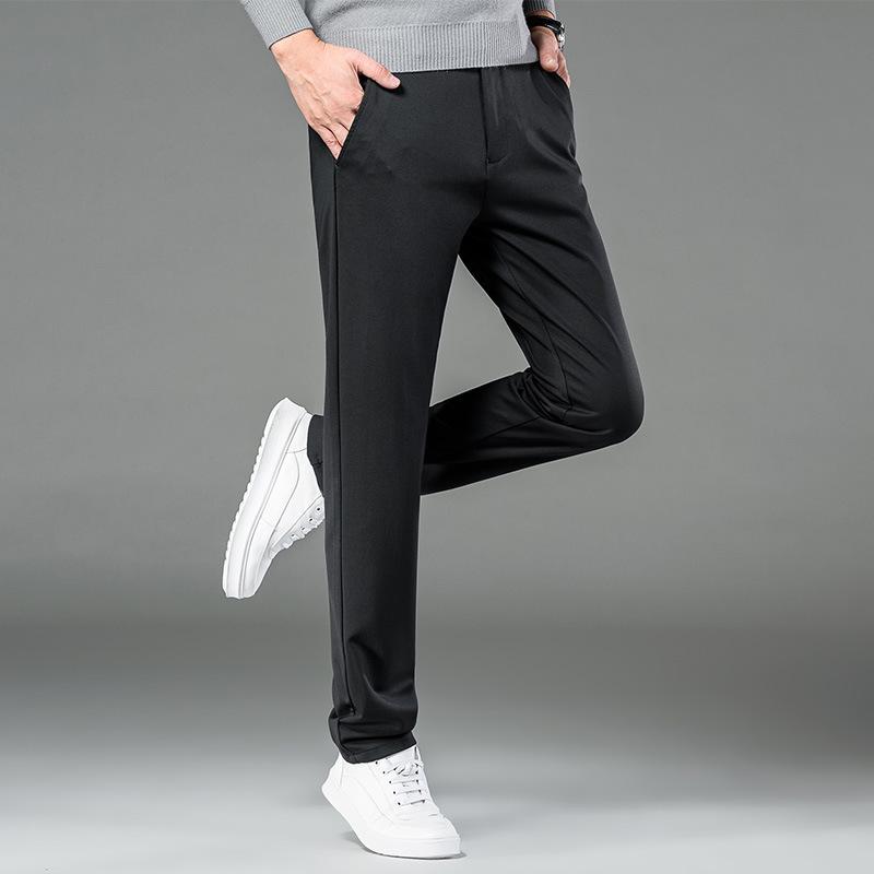 2024 Осенние мужские эластичные деловые прямые повседневные брюки для мужчин среднего — фото 4