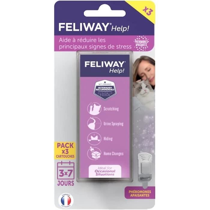 FELIWAY Help! - Anti-stress pour chat - Pack économique 3 cartouches - 3x7 jours