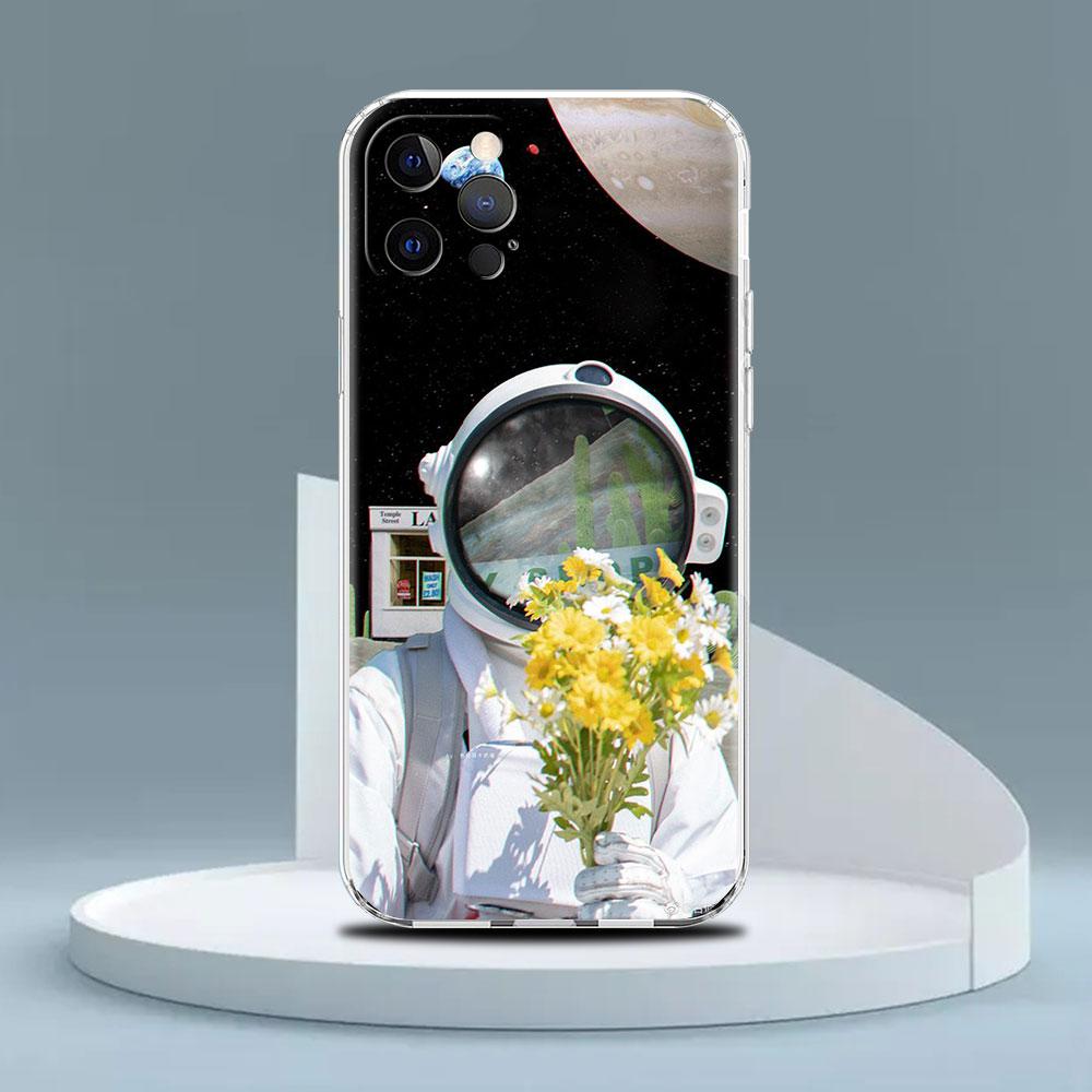 Astronauta Kosmiczna Planeta Przezroczyste Etui Na Apple iPhone 13 11 14 12 Pro 7 8 Plus XR X XS Max 6 6S 13Pro Silikonowe Etui Na Telefon