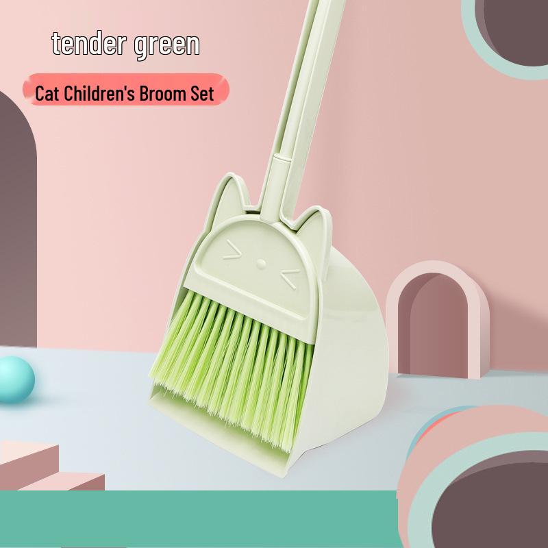 Kids' Cat-Themed Cleaning Set: Mini Broom, Dustpan, and Mop for Playhouse and School