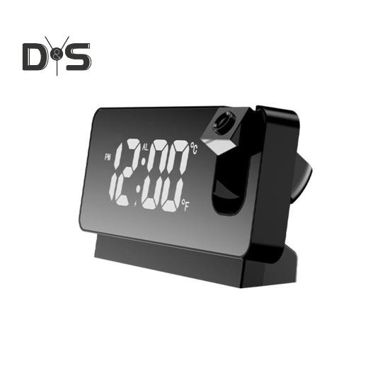 

Проекционный будильник с дисплеем температуры, легко читаемый, перезаряжаемый светодиодный цифровой часы с поворотом на 180 градусов, настольные часы для проектора чёрный