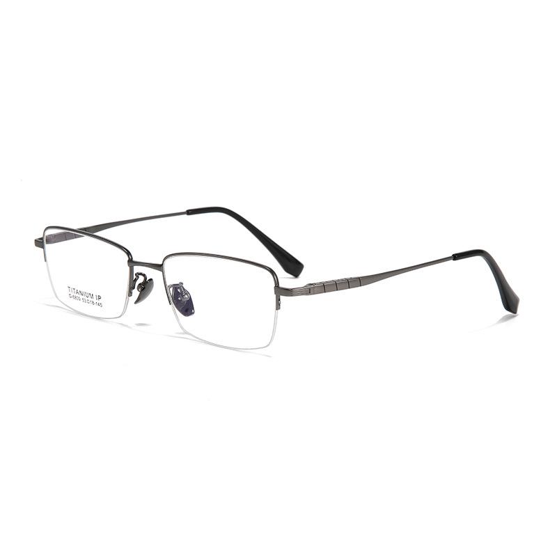 Premium Men's Half-Titanium Business Eyeglass Frames - Comfortable & Compatible with Myopia/Presbyopia Lenses