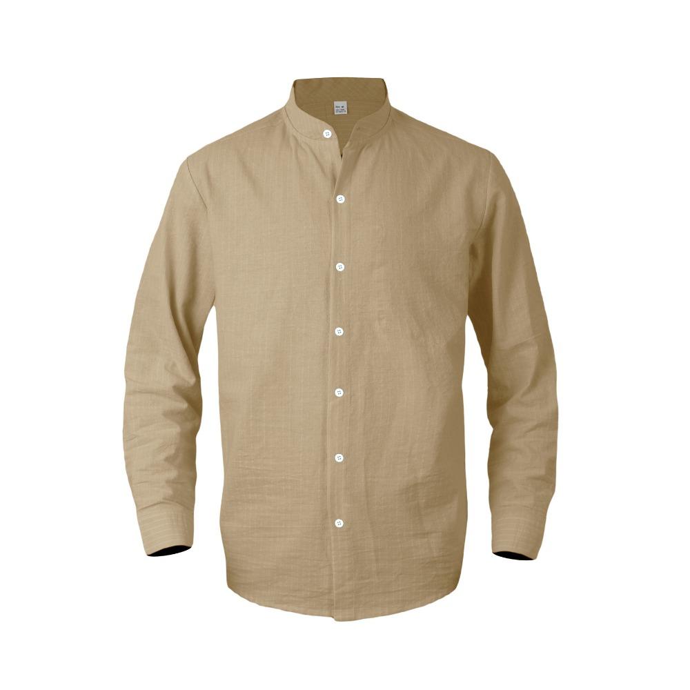 Men’s Striped Long-Sleeved Shirt: Spring/Autumn Casual Business Linen Shirt