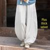 Women's Retro Ramie Sand-Washed Distressed Loose Lantern Pants for Meditation and Tai Chi
