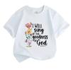 Kids Boys Girls 100% Cotton Crew Neck Short Sleeve T-Shirt, I Will Sing of The Goodness God Psalm 101 Cute Stacked Birds Print Casual Summer Tee Tops