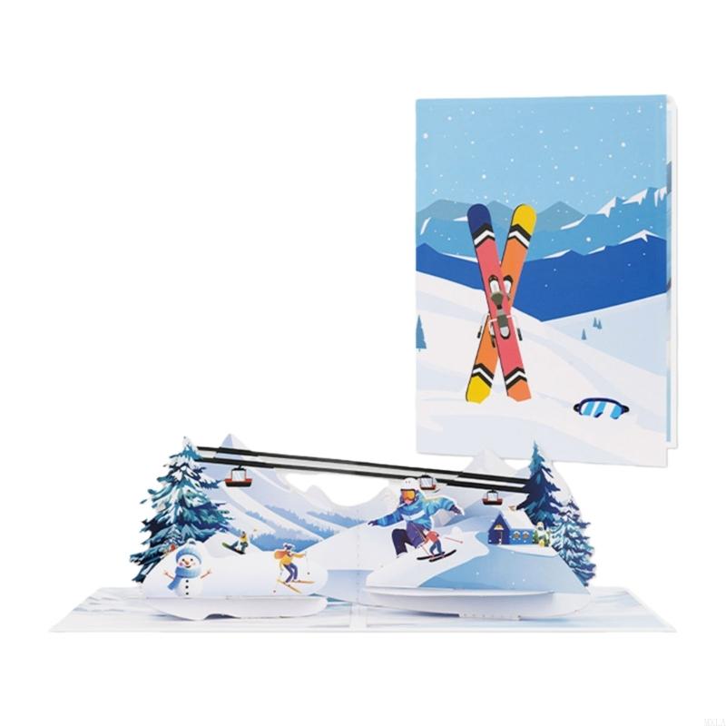 

MXLA Ski Resort Paper Card Handcrafted Handmade Design For New Year Celebration CN