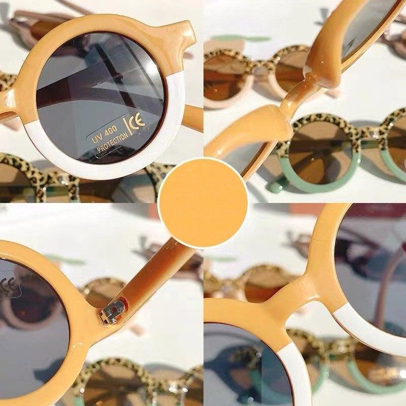 Children Boy Girl Leopard Double Color Cartoon Bear Shape Round Sunglasses Kids Vintage Sunglasses UV400 Protection Classic