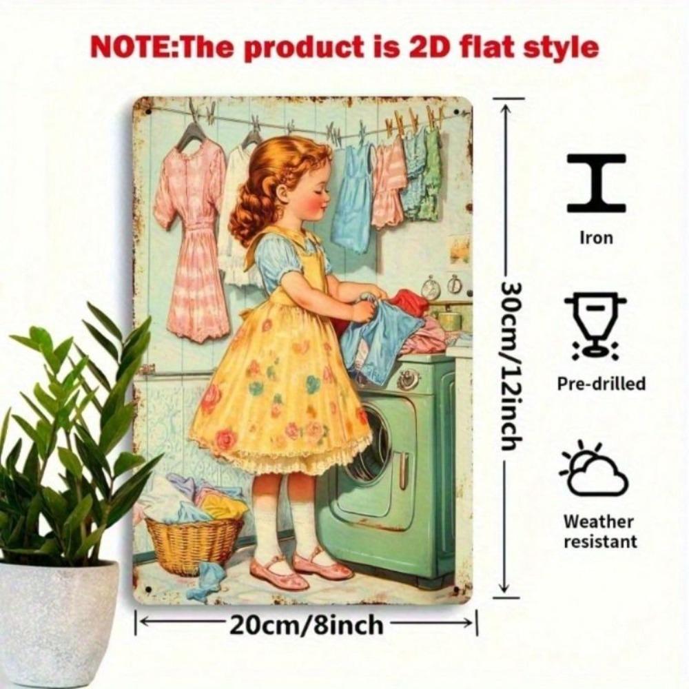 Metal Wall Art Vintage Laundry Room Decor for Kitchen