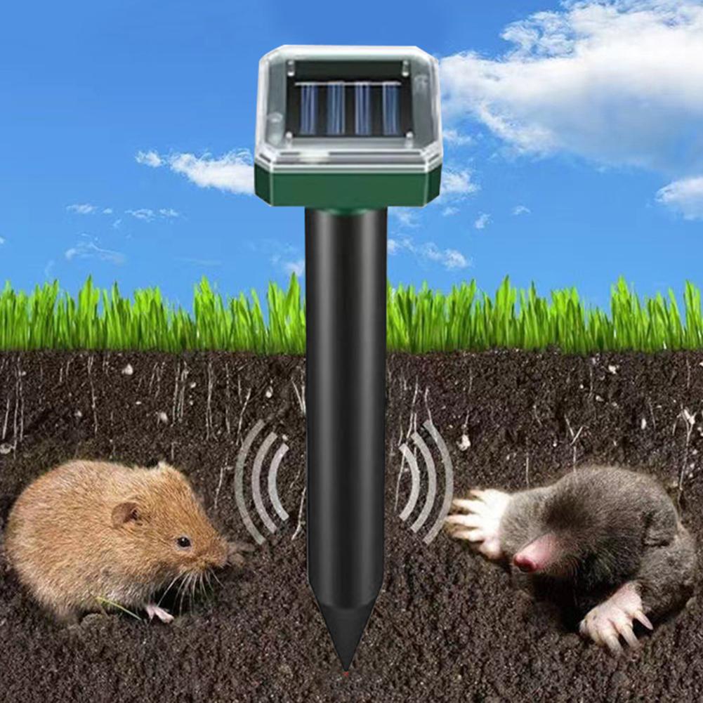 4-1x Solar Animal Repellant Waterproof Ultrasonic Gopher Repeller Stake Simulated Seismic Wave Repellent Devices for Garden Farm