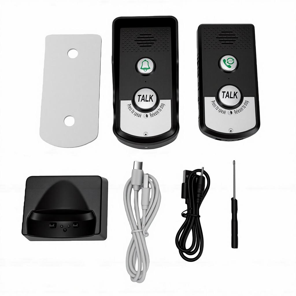 Wireless Doorbell Rechargeable Battery Operated 3280.8ft Range 2 Way Voice Intercom Doorbell for Home Hospital Black