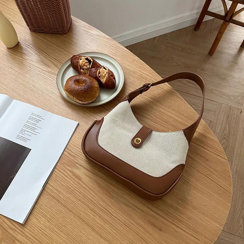 Bags for women Shoulder bag Female Cross-border direct hot saleRakutenstitchingshoulder armpit bag contrast handbag baguette bag
