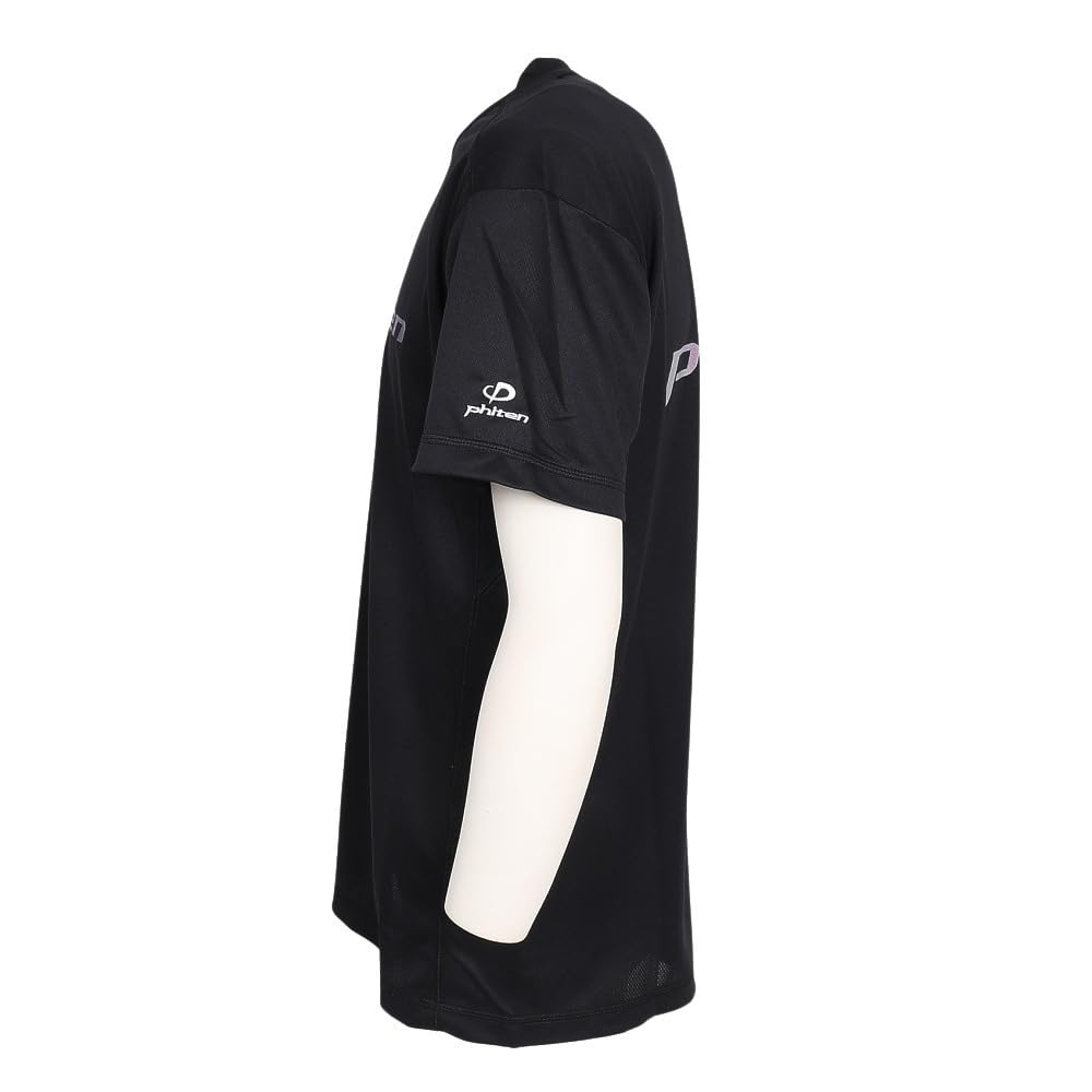 Phiten Volleyball Short Sleeve T-Shirt with Glitter Gradient, Black/Purple, Size L, Men's and Women's, 3125JG66800