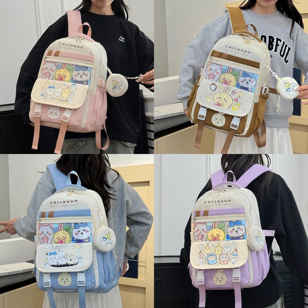 Large Capacity Chiikawa Nylon Backpack With Pendant Unisex Student Leisure Gifts