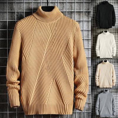 Turtleneck Men Sweater Thick Acrylic Fiber Winter Autumn Base Shirt for Daily