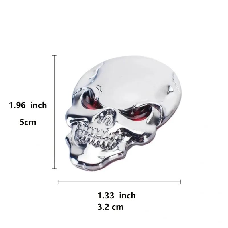 2PCS 3D Metal Skull Car Emblem - Pirate Skeleton Badge for Auto Body Rear Trunk, Buccaneer Sticker Decal Universal Fit