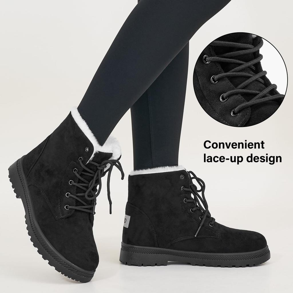 Fashion Crestar Winter Snow Boots for Women Warm Fur Lined Ankle Booties Lace Up Slip on Outdoor Walking Womens Boots Lady Fashion shoes