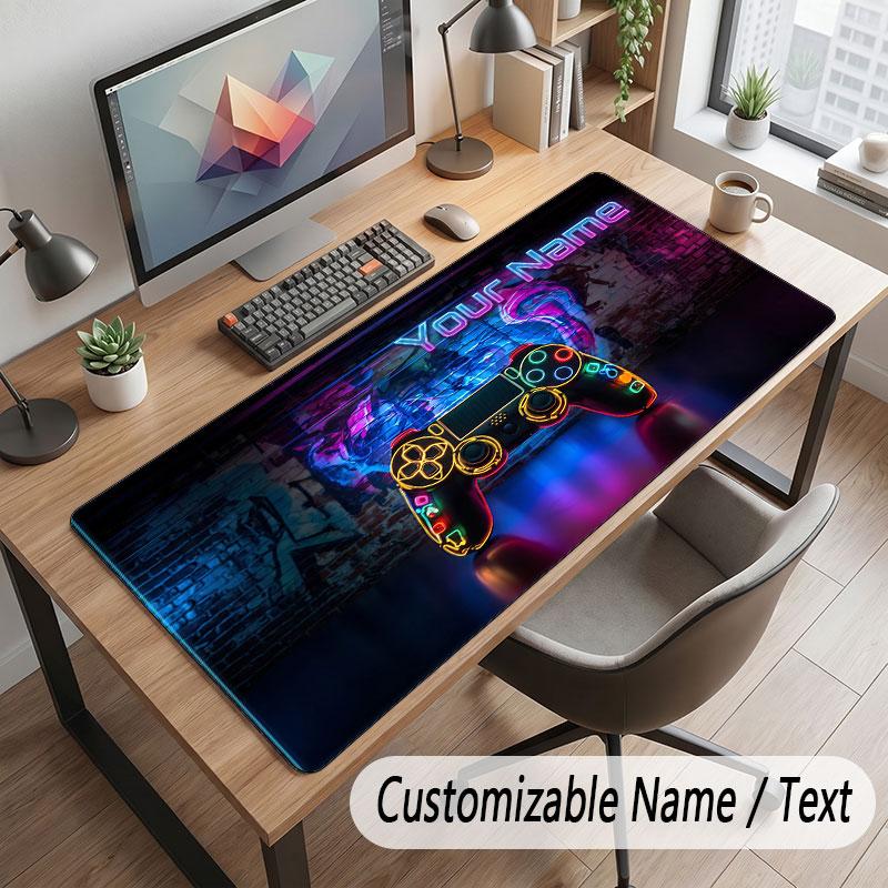 Game Controller Theme Customized Mouse Pad Personalized Print Name Text Desk Mat For Home Office Table Decor