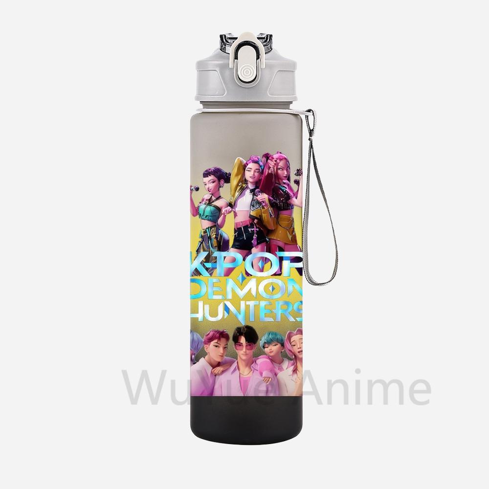 Anime K-Pop Demon Hunters Character Water Cup Large Capacity Outdoor Portable Rope Drinking Bottle Gift for Boys and Girls