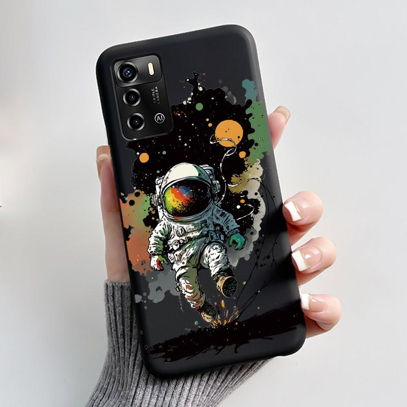 Pouzdro Pro ZTE Blade A72 4G V40 Vita Kryt na telefon Plášť Estetické Roztomilá Kočka Astronaut Móda Matně Černé Ochranné Měkké TPU Kryt