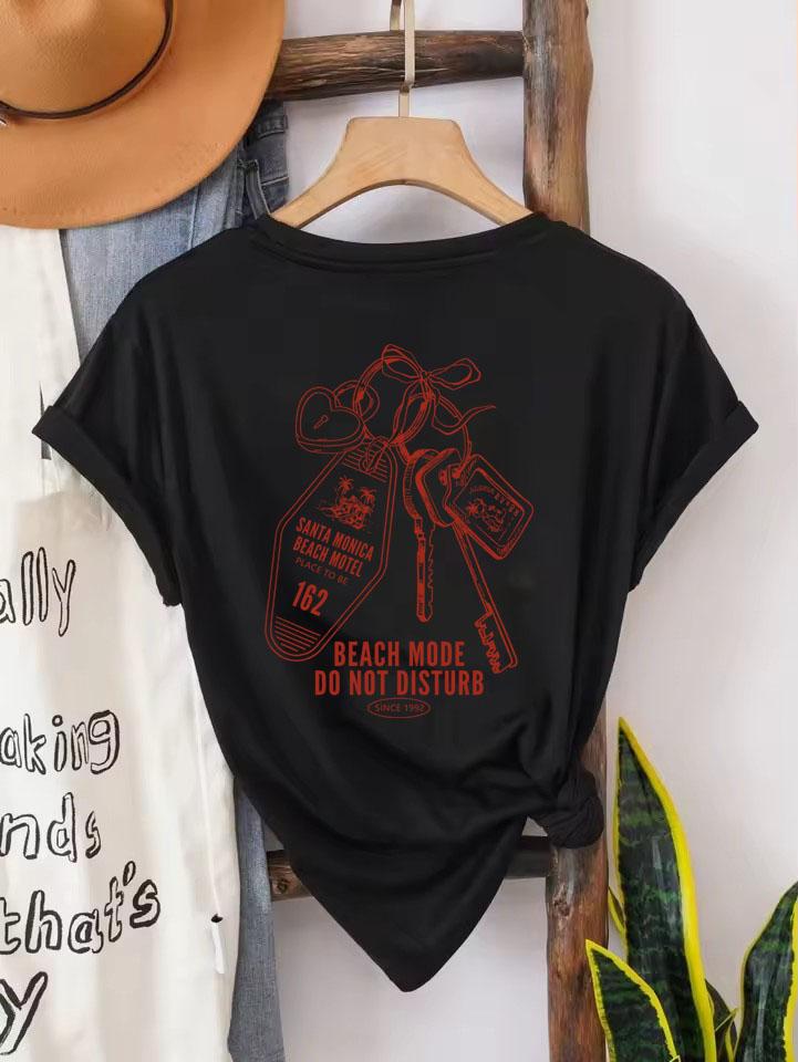 

Keychain Back Print TShirt Aesthetic Streetwear Graphic Tops Short Sleeve Loose Cotton T Shirt Cute Y2k Unisex Women Clothing 2XL