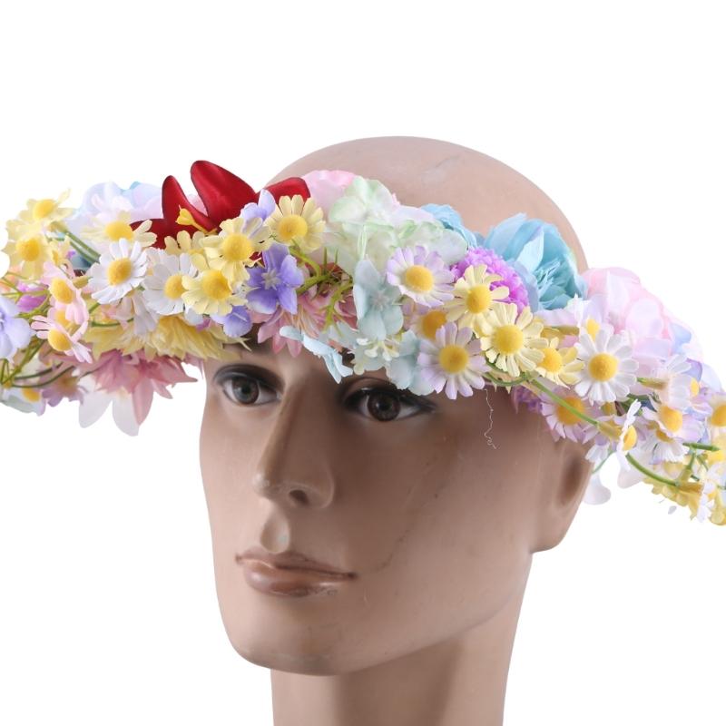 Bridal Garlands Florals Crown Wedding Flower Headband Beach Wreath Hairband Girls Hair Accessory Women Head Hoop Props