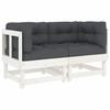 VidaXL Corner Sofas with Cushions 2 Pcs White Solid Pine Wood, Garden Sofa, Outdoor Sofa, Patio Sofa, 825451