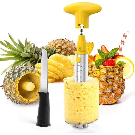 YYP Pineapple Cutter with, [Upgraded, Electric & Manual] Durable Pineapple Corer with Electric Drill Accessory, Stainless Steel Fruit Peeler Pineapple Corer with