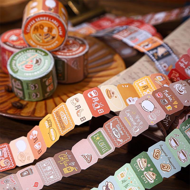 2m/roll Coffee Theme Tape Stickers Vintage Cafe Decorative Masking Tape For Journal Scrapbooking Planner DIY Craft