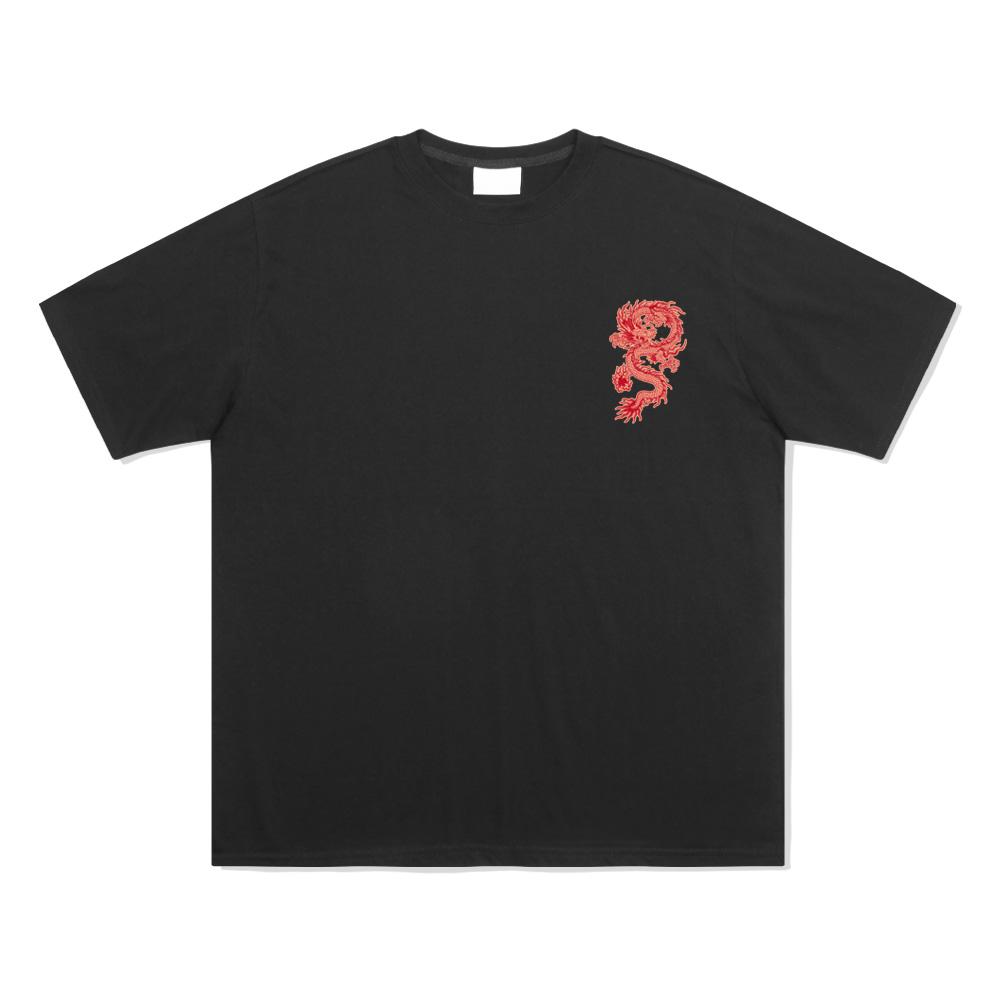 Nasyujeueol Red Dragon Soaring Short Sleeve T-Shirt [Black]