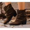 Women Boots Winter New Fashion Frosted Mid-calf Boots Women Low Heel Plus Velvet Knight Boots Elegant Comfortable Shoes