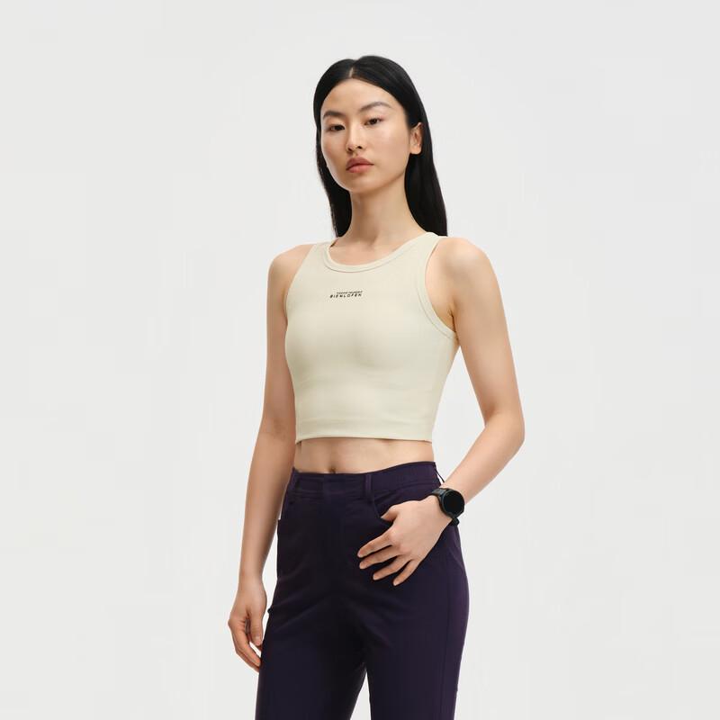 Женский sleeveless топ из жаккардового трикотажа с высокой эластичностью Biyinlefen M бежевый