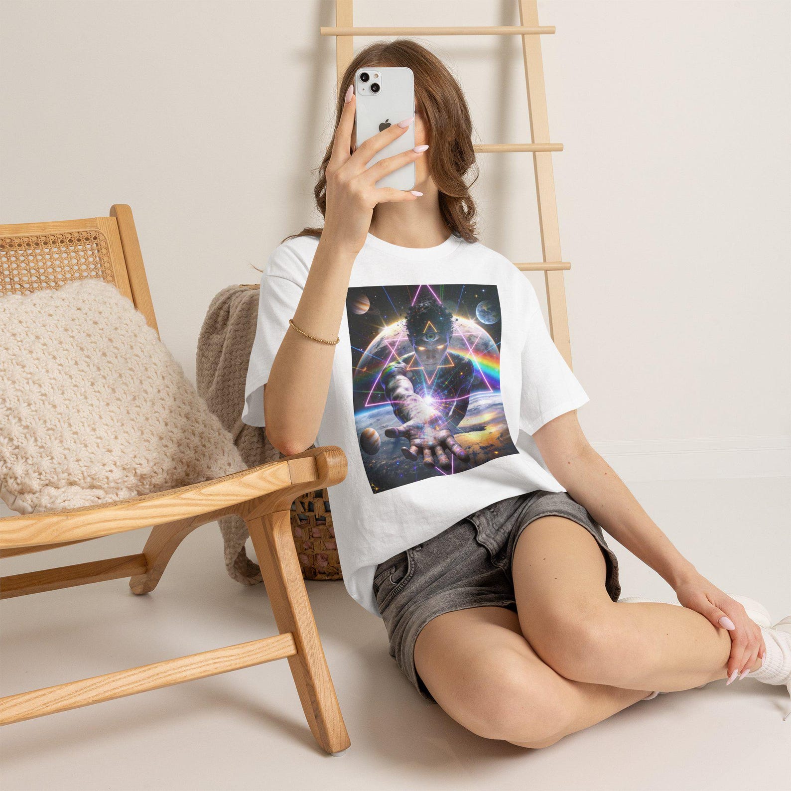 Spiritual Space T-Shirt, Cosmic Third Eye Tee, Psychedelic Galaxy Graphic Shirt, Surreal Art Unisex Streetwear XL