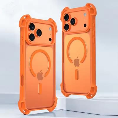 Luxury Airbag Anti-knock for Magsafe Case for iPhone 17 16 15 14 13 12 Pro Max 17Pro iPhone11 Transparent Acrylic PC Armor Cover