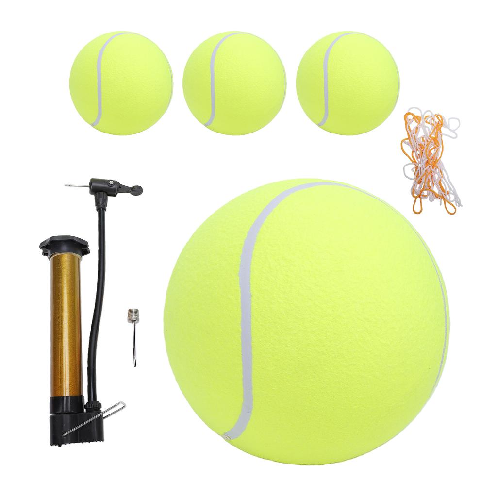 Large Inflatable Dog Tennis   with Pump Extra Large Pet Tennis   Set Bright Yellow Green High     Felt Outdoor Beach Garden Play Toy 