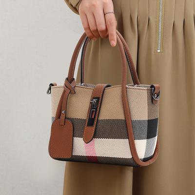 Sac seau tendance en cuir véritable, nouveau style tendance, sac à carreaux, sac en cuir de vache pour femme, sac à bandoulière décontracté