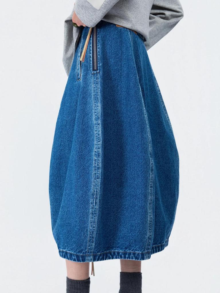 2025 Autumn Versatile A-line Denim Floral Long Skirt for Women