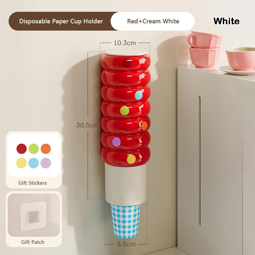 Portable Briquettes Pattern Disposable Cup Holder Punch-free Wall Mounted Cup Storage Rack Dustproof Paper Cup Rack