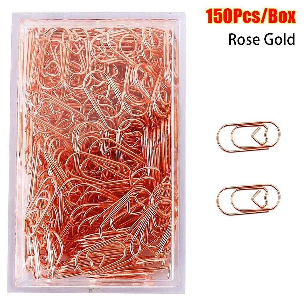 

150 шт. Новые офисные школьные аксессуары Скрепки для бумаги Форма сердца Металлический зажим для бумаги Мини Золотой Розовое золото Цвет Зажим Держатель розового золота