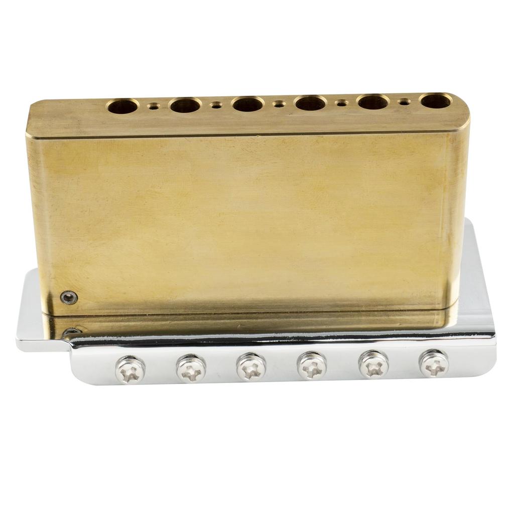 Musiclily Ultra 10.5mm Pitch 6-Point Support ST Tremolo Bridge Brass Saddle 36mm Brass Block for Strat Electric Guitar Chrome